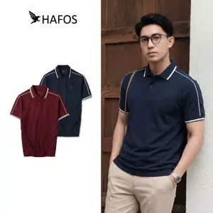 Áo Polo nam có cổ cao cấp Woodline HAFOS đứng form. Polo nam công sở màu navy dễ phối