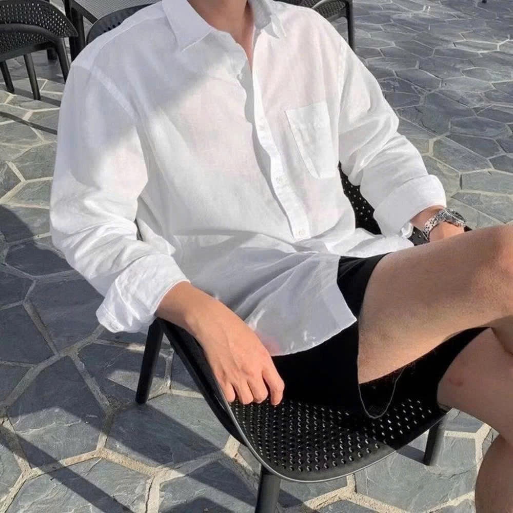 Áo Sơ Mi Nam Màu Hồng Vải Cotton Linen Phong Cách Hàn Quốc Du Lịch Cafe Đi Làm Mùa Hè Halley A28
