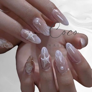 (Hot Sale) Nail Box thiết kế G163 nail mùa hè đi biển màu thạch trà ombre nặn ngôi sao biển dễ thương nhà Gemychip