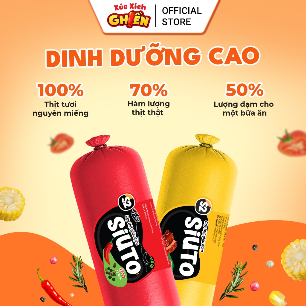 Combo 5 Cây Xúc Xích Dinh Dưỡng Siuto Vietinter Foods (Cây 120g)
