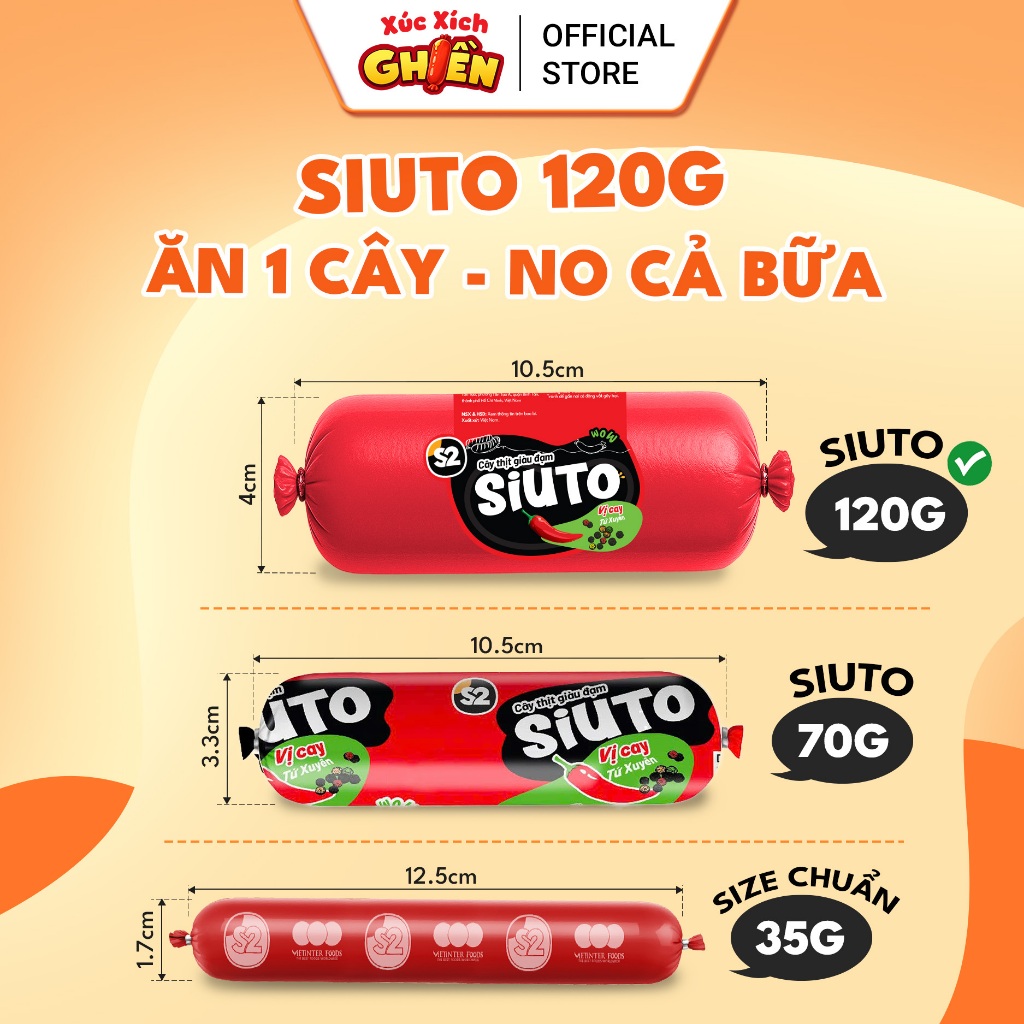 Combo 5 Cây Xúc Xích Dinh Dưỡng Siuto Vietinter Foods (Cây 120g)