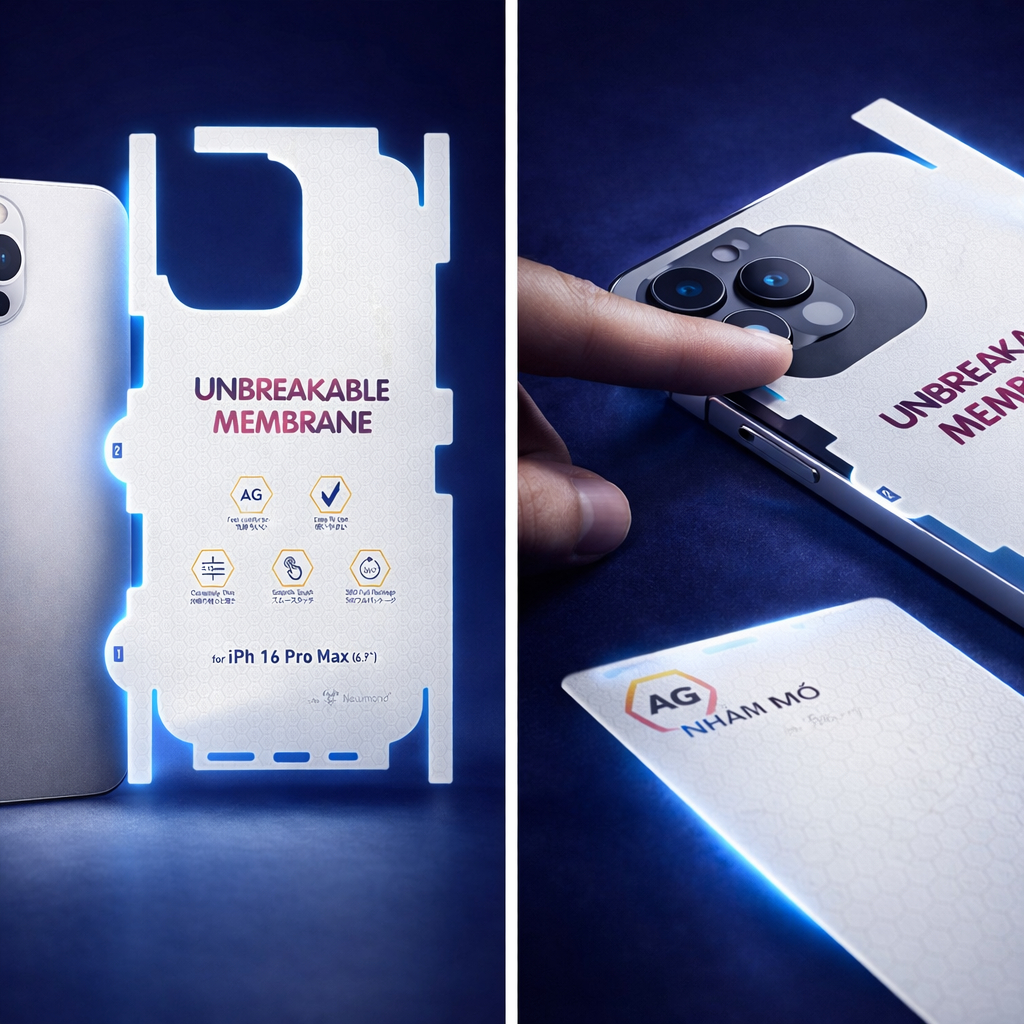 Combo Miếng Dán PPF Mờ Nhám + Kính Cường Lực Khung Tự Dán Cho iPhone – Bảo Vệ Toàn Diện Trước Sau
