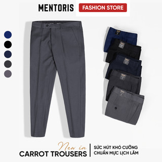 Quần Tây Nam MENTORIS Carrot, Quần Âu Nam Cạp Trơn Chuẩn Form Lịch Lãm, Vải dày Co giãn MTR01C