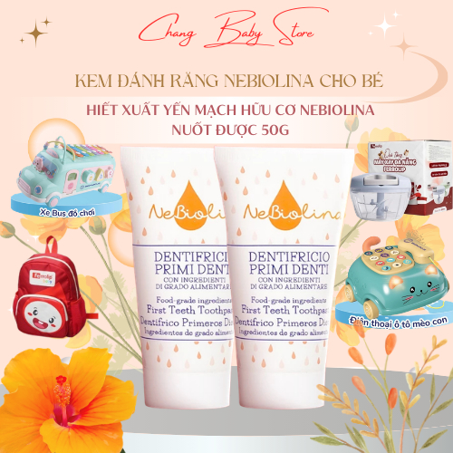 Combo 2 hộp Kem đánh răng NeBiolina cho bé chiết xuất Yến mạch hữu cơ nuốt được 50g