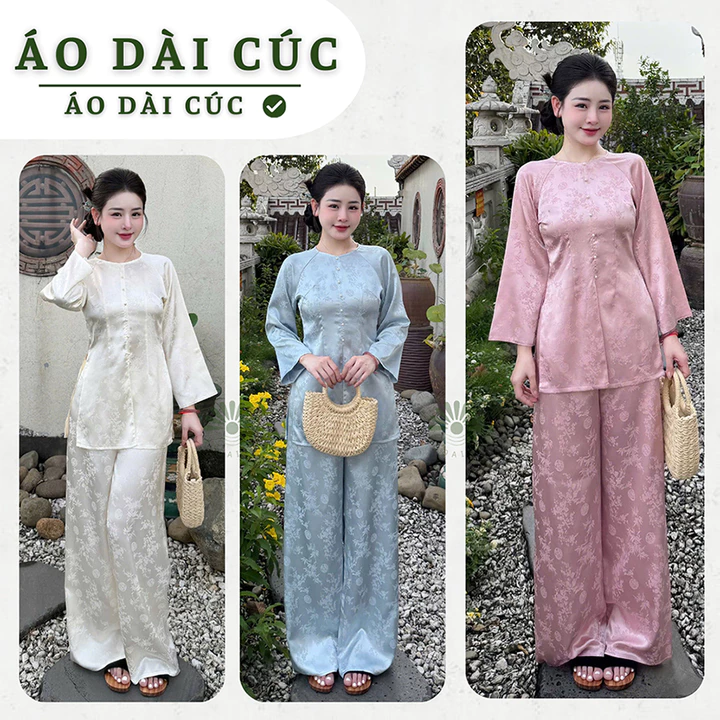 Áo bà ba MỘC NHIÊN, áo pháp phục chất liệu gấm trúc cao cấp - Áo Dài Cúc