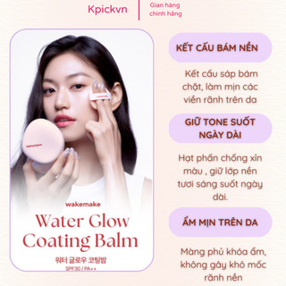 [Bản Giới Hạn] Cushion Wakemake Water Glow Coating Balm (Kèm Lõi + Cọ + Túi) - Căng Bóng, Che Phủ Tốt