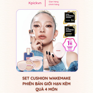 [Bản Giới Hạn] Cushion Wakemake Water Glow Coating Balm (Kèm Lõi + Cọ + Túi) - Căng Bóng, Che Phủ Tốt