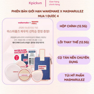 [Bản Giới Hạn] Cushion Wakemake Water Glow Coating Balm (Kèm Lõi + Cọ + Túi) - Căng Bóng, Che Phủ Tốt