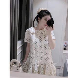VÁY BẦU CỘC TAY BE ĐŨI MỀM CHẤM BI CỔ SEN