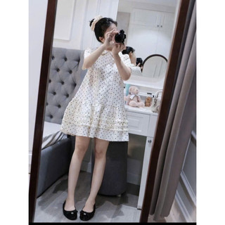 VÁY BẦU CỘC TAY BE ĐŨI MỀM CHẤM BI CỔ SEN