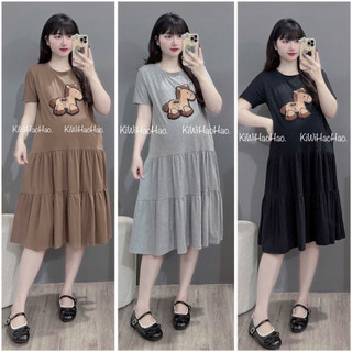 Váy Cotong Ngựa Bông 165 VÁY BẦU CỘC TAY COTTONG NGỰA BÔNG - 3 Màu