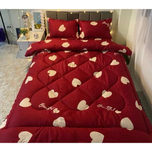 Bộ 5 món chăn Ga gối tim đỏ mềm mại, thoáng mát