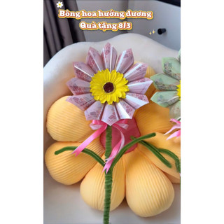 Quà Tặng 8/3,Bông Hoa Hướng Dương Sáp Hottrend kèm 12 ống đựng tiền Siêu Hot, Quà Tặng Người Thương Ý Nghĩa {H}
