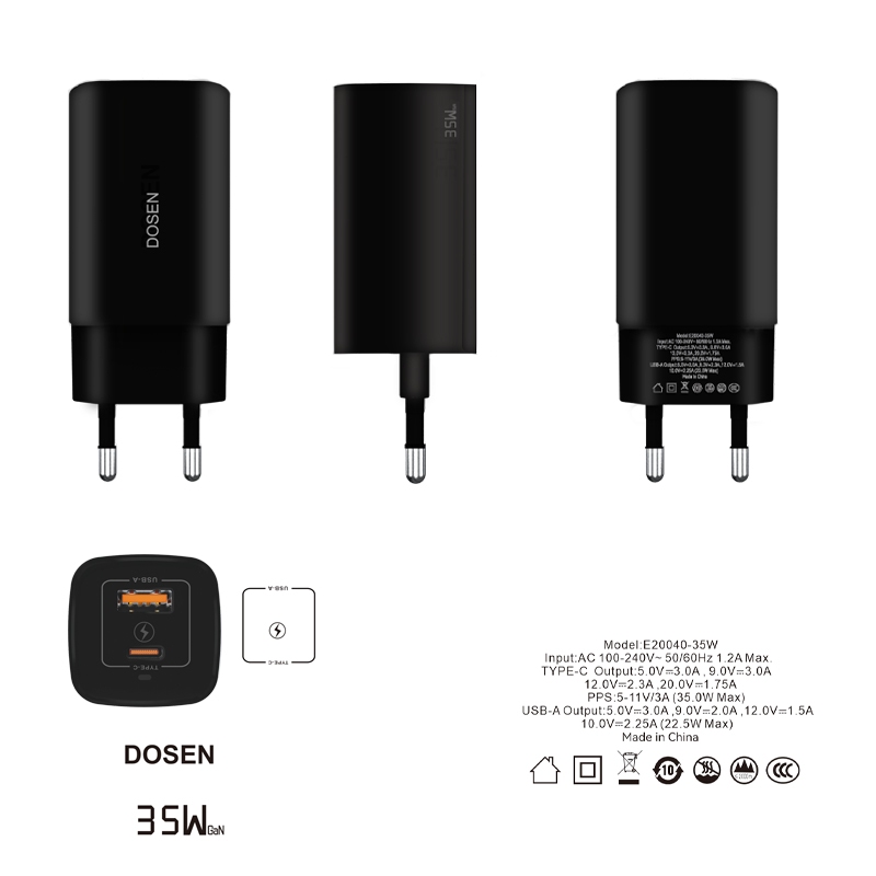 DOSEN PD 35W GaN Type-C/USB-A 2 Cổng Sạc Nhanh Cho Điện Thoại thích hợp cho i14 13 12 pro max | BigBuy360 - bigbuy360.vn