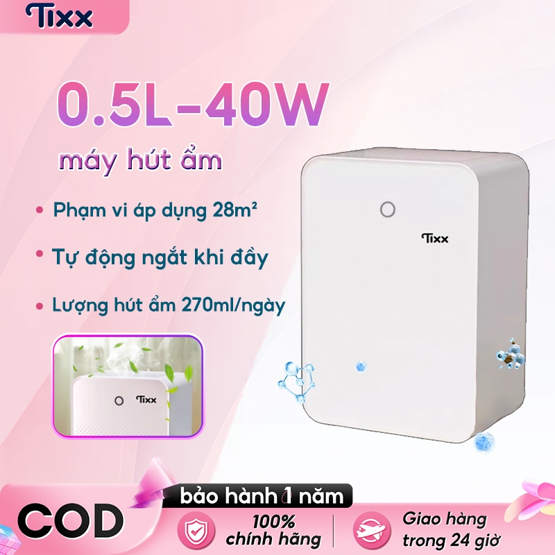 TIXX Máy hút ẩm mini 500ml Máy hút ẩm thông minh hoạt động êm nhỏ gọn Máy hút ẩm