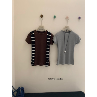 𝐏𝐡𝐢𝐞𝐧 𝐖𝐆𝐖𝐄 | (Sẵn) W3013 Áo Thun Cotton Ôm Body Cổ Tròn Thiết Kế Trơn Basic