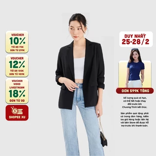 MARC FASHION  Áo blazer nữ Áo vest nữ nhún xắn tay cách điệu trẻ trung FAVH043521