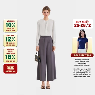 MARC FASHION Quần dài ống rộng lưng thun nữ dáng suông lưng cao hack dáng không nhăn mềm mịn mát CBMH082022