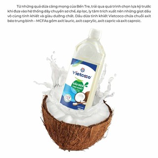 Dầu Dừa Vietcoco 1000ml - Dầu dừa nguyên chất ép lạnh hữu cơ
