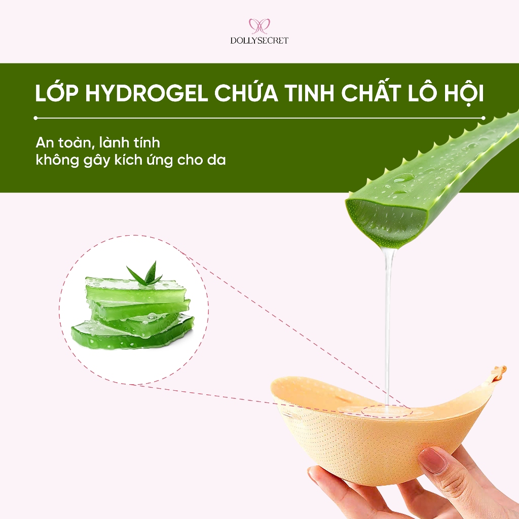 Áo Dán Ngực Siêu Dính Tạo Khe DOLLY SECRET Chống Tụt Hydrogel Lô Hội Tái Sử Dụng Nhiều Lần