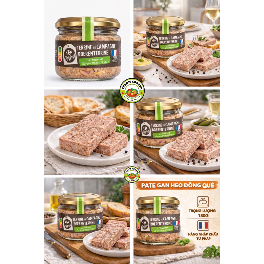 [Date 2029] Pate Đồng Quê CarreFour Original Terrine De Campagne 180g