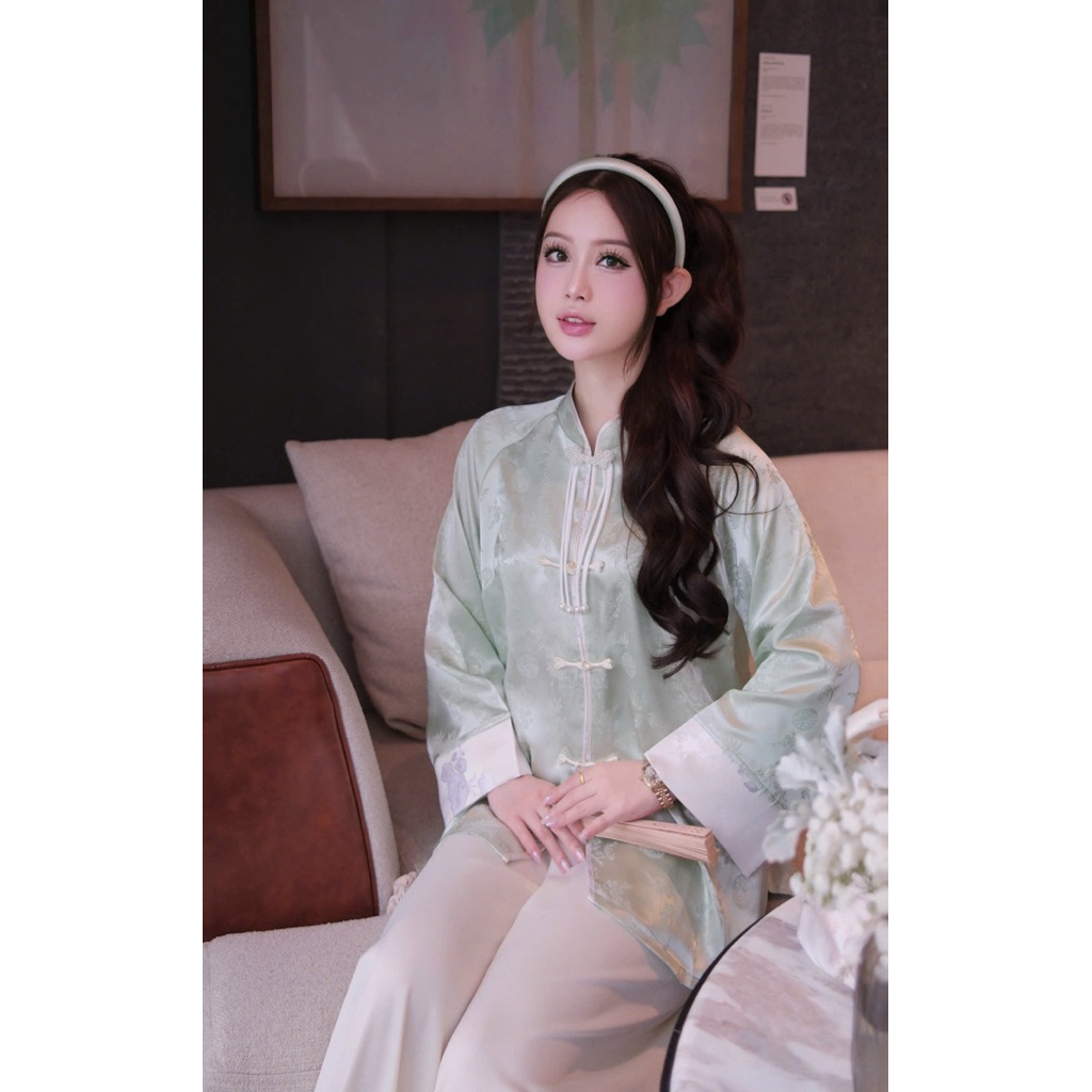 Bộ đồ Bà Ba cách tân Lụa phối gấm tiểu thư | Đồ Lam An Nhiên