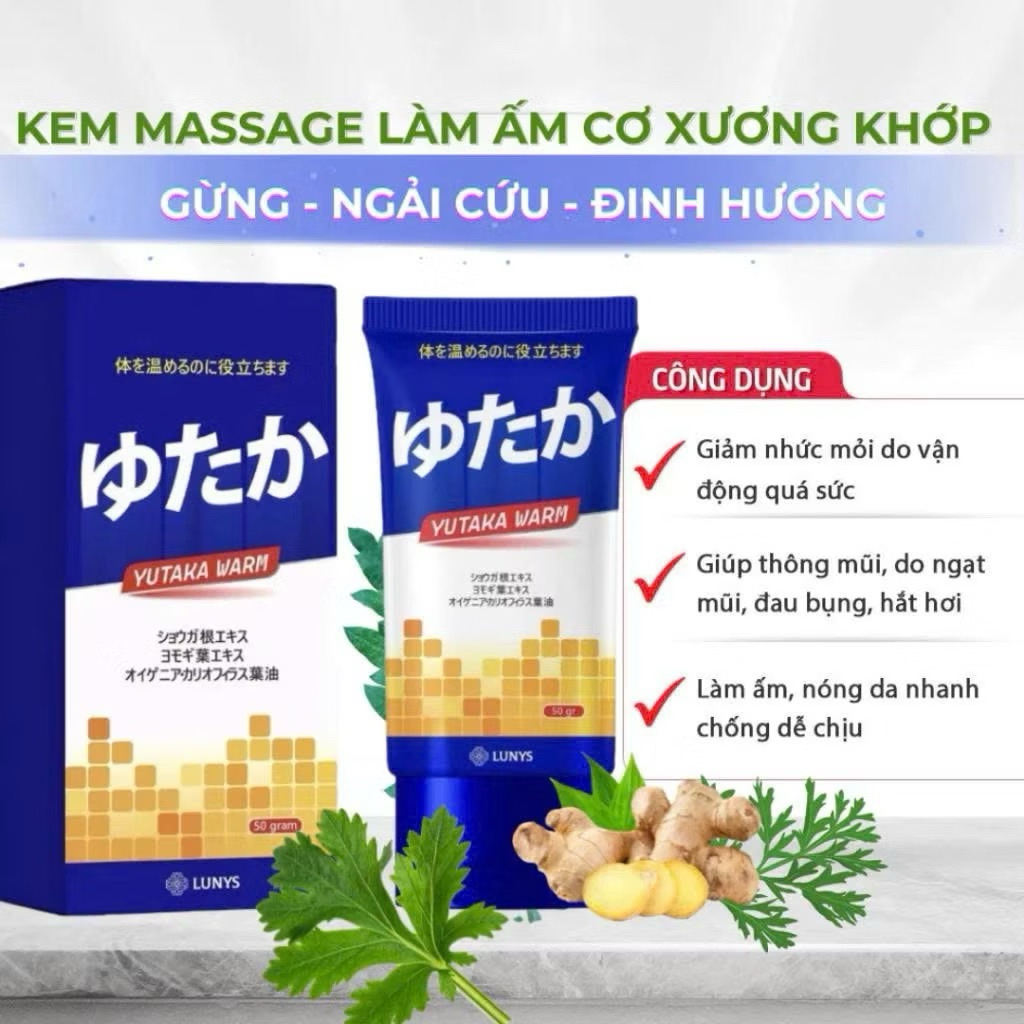 Kem Xoa Bóp Xương Khớp Yutaka Warm Hỗ Trợ Làm Ấm Cơ Thể, Giảm Nhức Mỏi Sau Vận Động 50g
