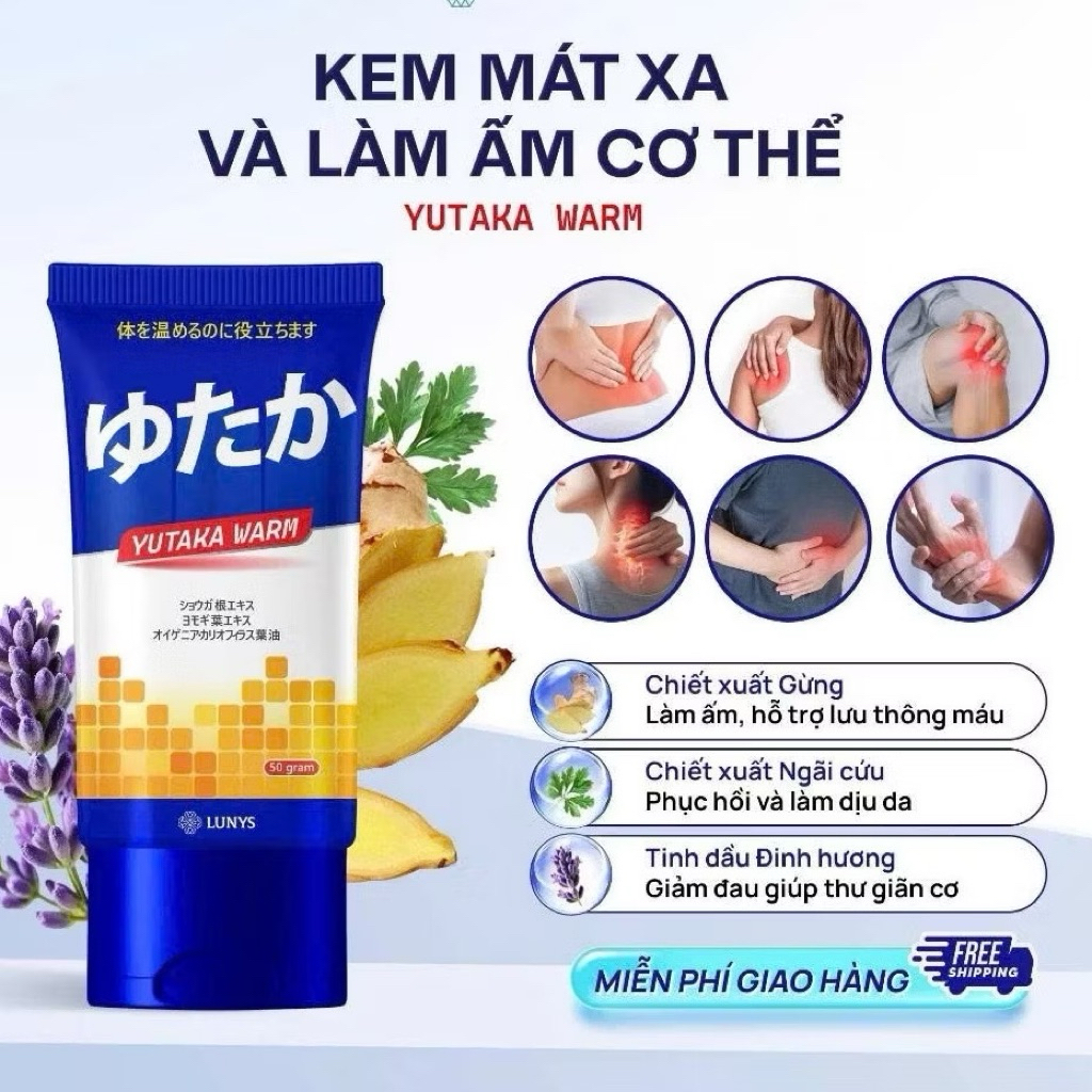 Kem Xoa Bóp Xương Khớp Yutaka Warm Hỗ Trợ Làm Ấm Cơ Thể, Giảm Nhức Mỏi Sau Vận Động 50g