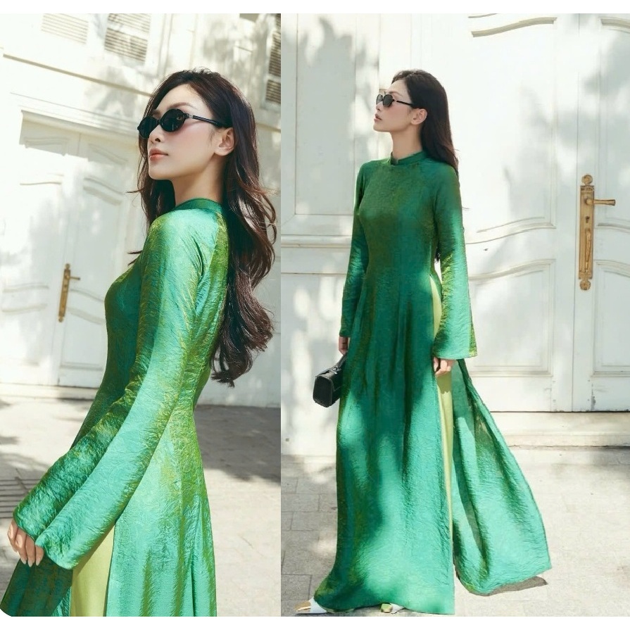 Áo Dài Nữ Voan Tơ Óng Cao Cấp Dáng Ôm Truyền Thống Thiết Kế Sang Trọng, Chất Vải Bắt Sáng Óng Ánh Thời Thượng T1494G