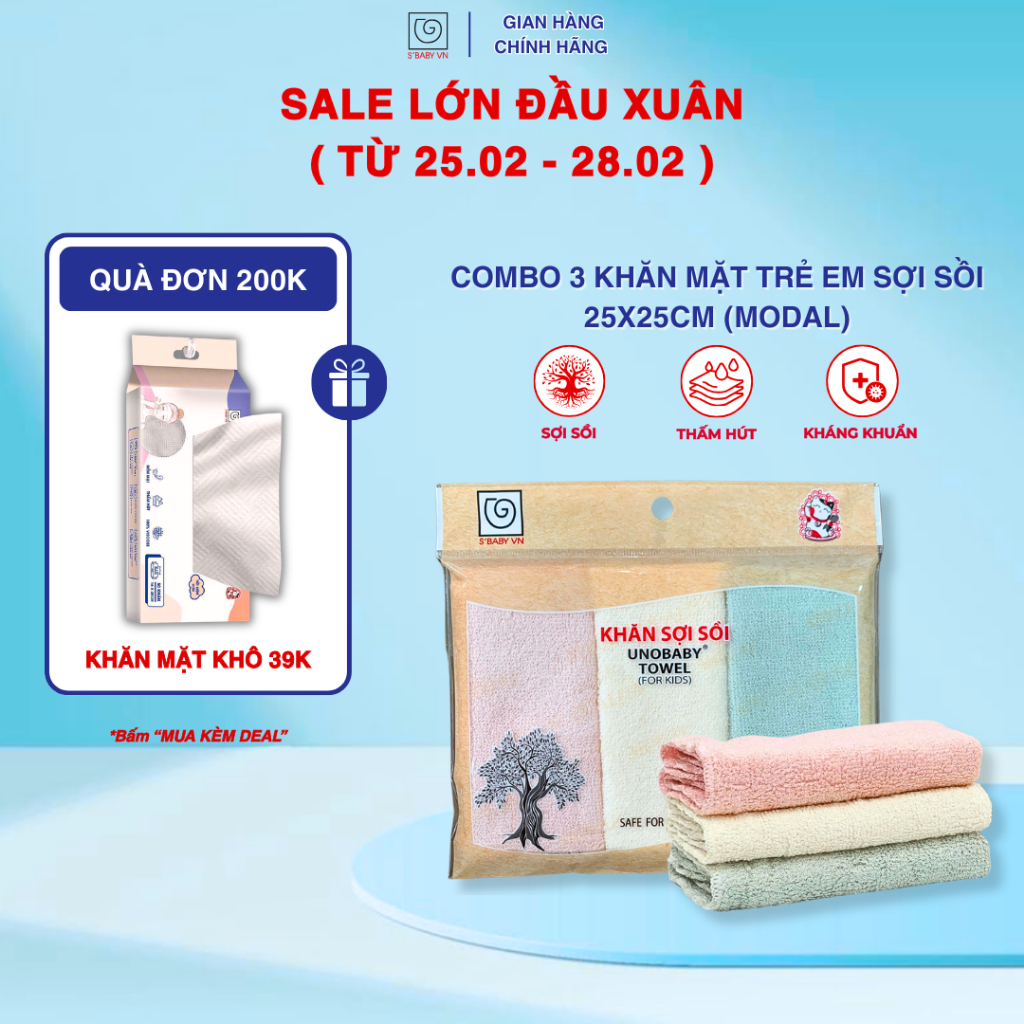 Khăn Mặt Sợi Sồi Em Bé - Hình ảnh thực tế
