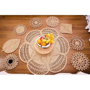 Thảm cói Vintage - Tấm lót hoạ tiết dùng trải bàn, decor, trang trí tường