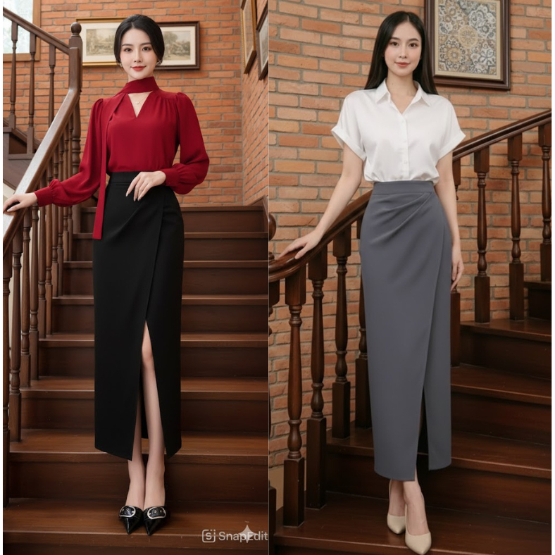 Chân Váy Bút Chì Nhúm Eo Sẻ Tà Siêu Hót 2025_Chất Liệu Vitex Cao Cấp_SHOPNGOCTRANG19_184