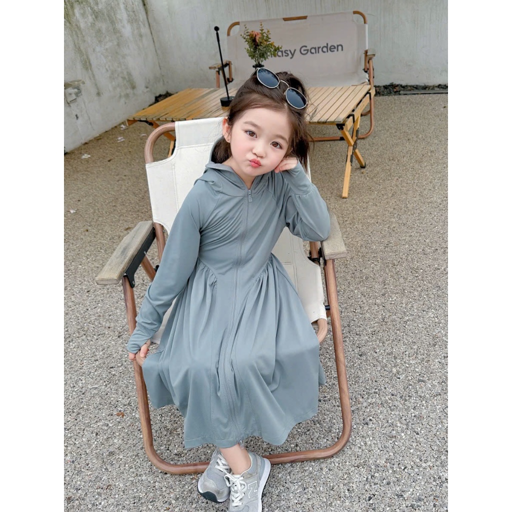 Áo Chống Nắng Cho bé dáng váy Toàn Thân Vải Thun Lạnh thoáng mát cản tia UV - Samca Fashion