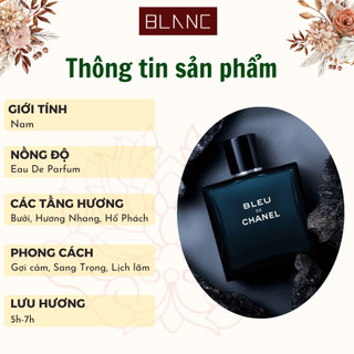 Nước Hoa Nam Bleu BLANC PERFUME, Dầu Thơm Hương Gỗ Thơm, Lịch Lãm, Sang Trọng, Quyến Rũ