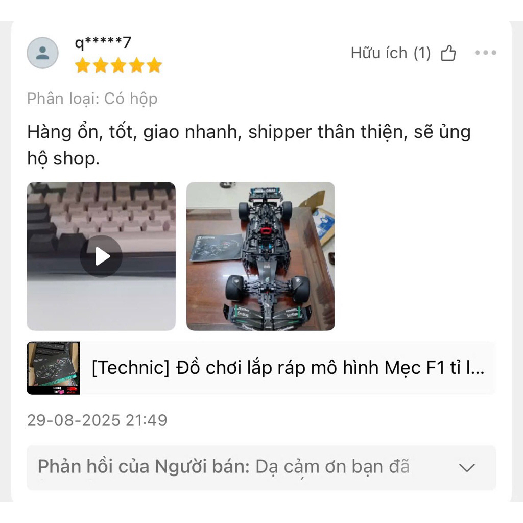 [HOẢ TỐC HCM] Mô hình đồ chơi sáng tạo xe đua F1 métxiđéc màu đen bản chuẩn | BigBuy360 - bigbuy360.vn