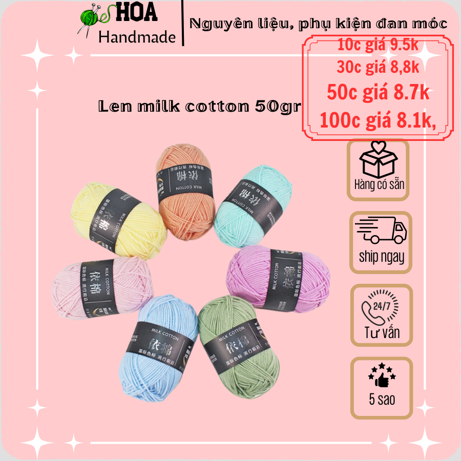 xả kho len milk 50gr từ 1-50( từ 10c ) giá 9.5k