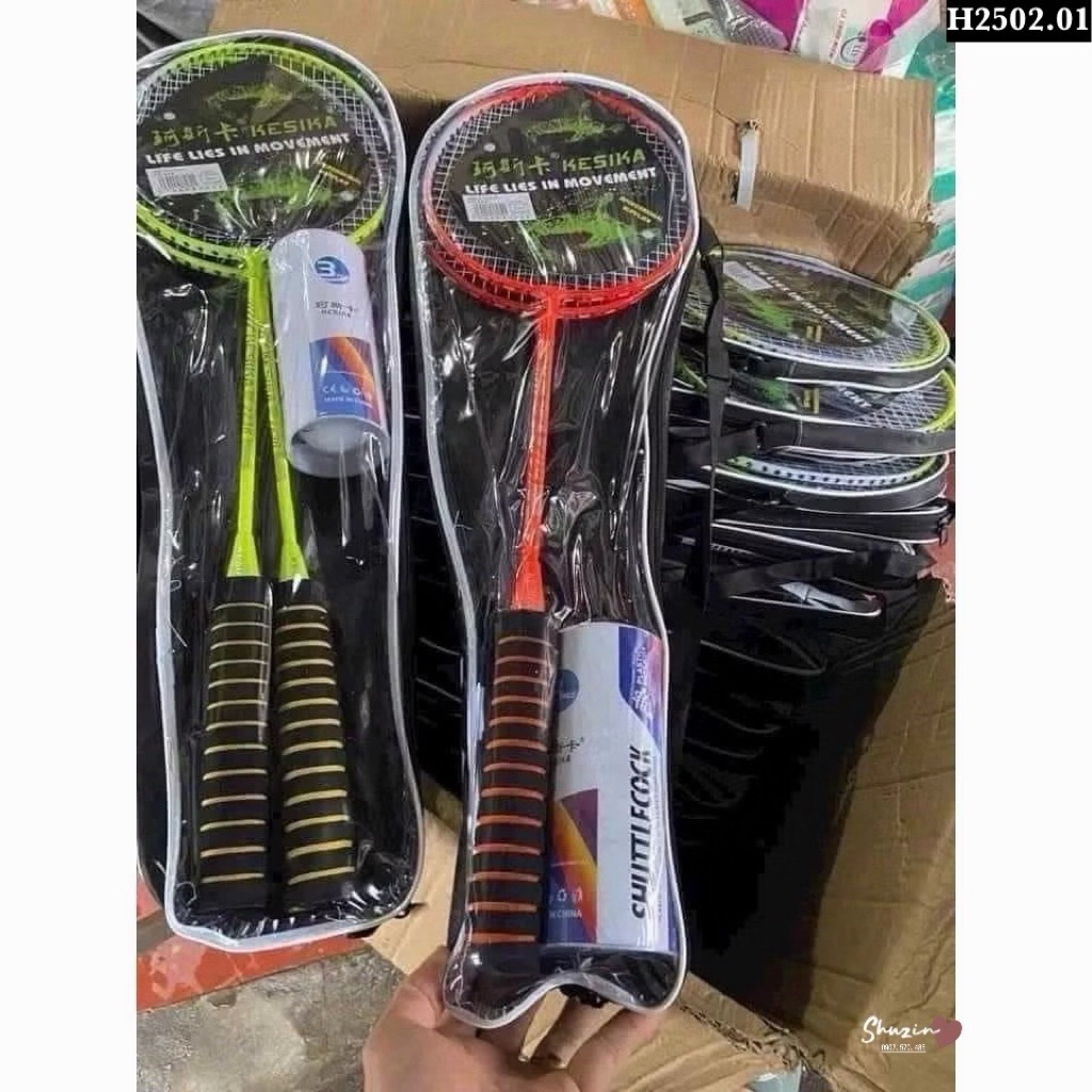 🏸 BỘ VỢT CẦU LÔNG 2 CÂY + ỐNG CẦU