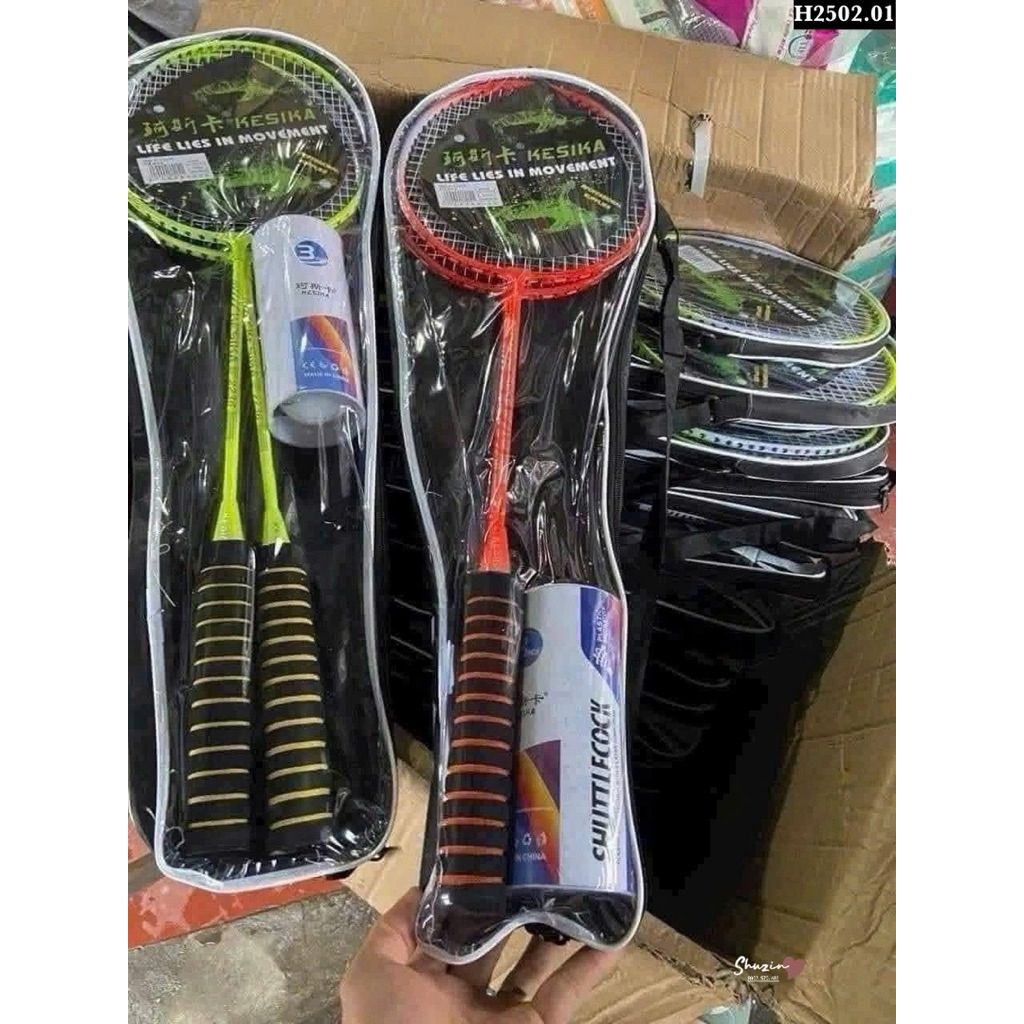 🏸 BỘ VỢT CẦU LÔNG 2 CÂY + ỐNG CẦU