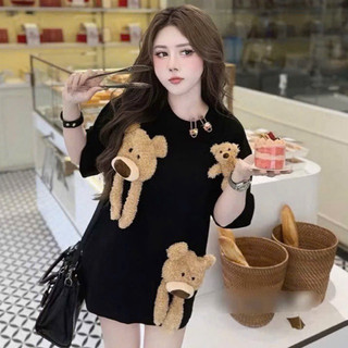 QCL1 51361 Áo phông kèm đầu gấu + phụ kiện siêu kute chuẩn Momo xịn sò(Freesz)