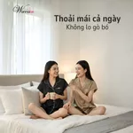 Đồ ngủ nữ pajama mặc nhà WANNABE bộ ngủ cộc tay quần đùi vải lụa trẻ trung có thể mặc ra ngoài BS99P — ảnh 3