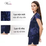 Đồ ngủ nữ pajama mặc nhà WANNABE bộ ngủ cộc tay quần đùi vải lụa trẻ trung có thể mặc ra ngoài BS99P — ảnh 4