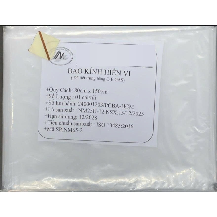 Bao nylon kính hiển vi tiệt trùng dùng 1 lần 80x150 (Bịch 1 cái)