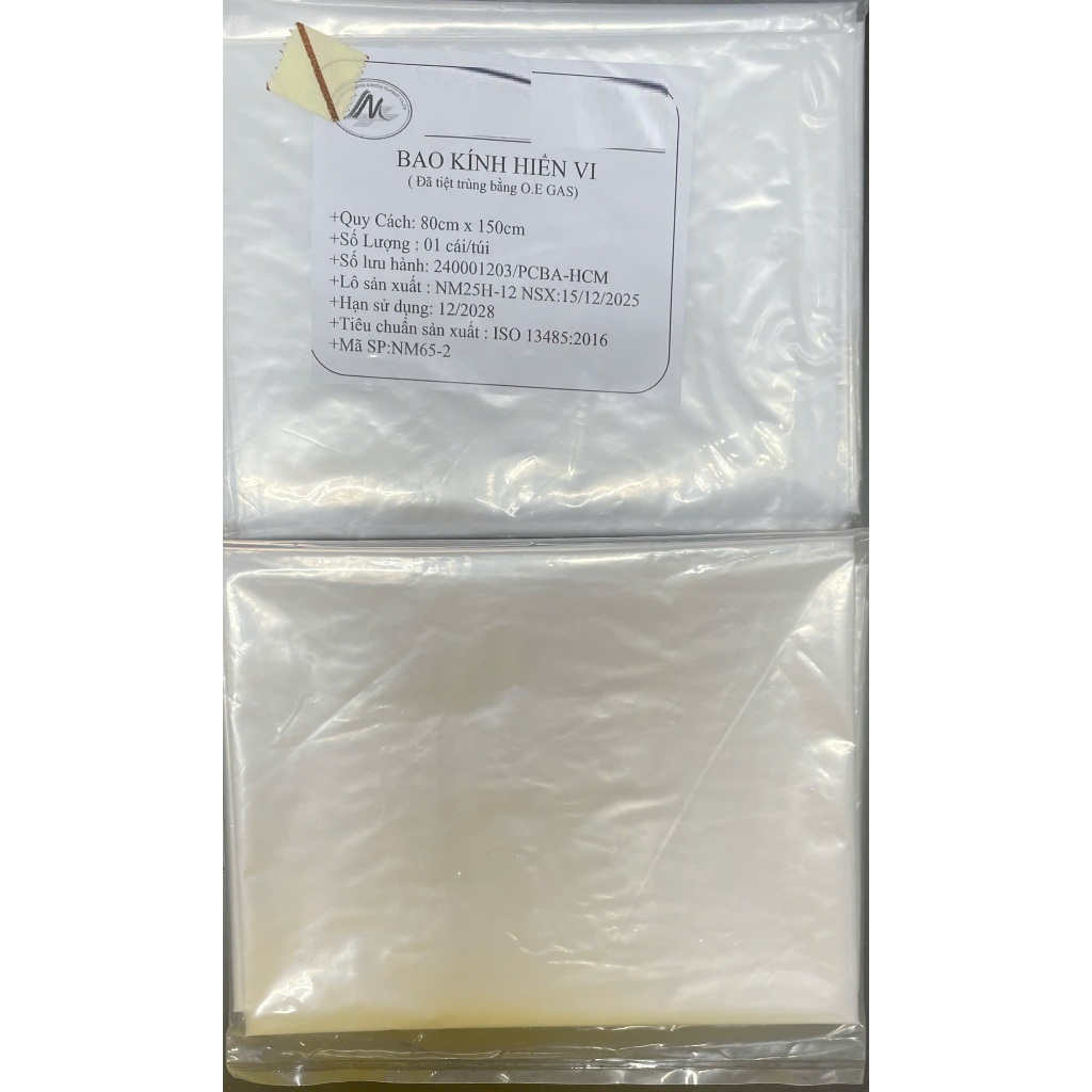 Bao nylon kính hiển vi tiệt trùng dùng 1 lần 80x150 (Bịch 1 cái)