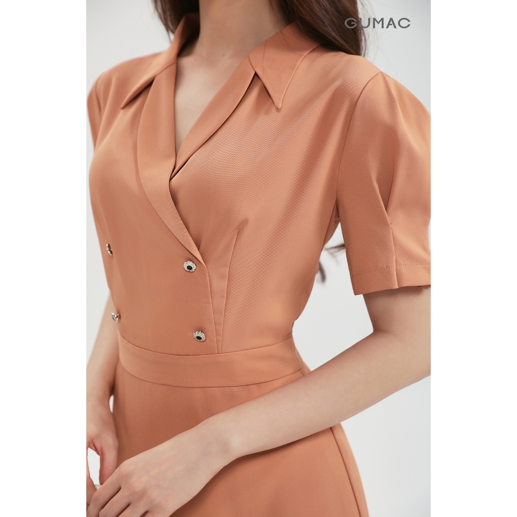 Đầm Công Sở GUMAC Dáng Bút Chì Cổ Vest Cách Điệu Thanh Lịch Sang Trọng LDG0305