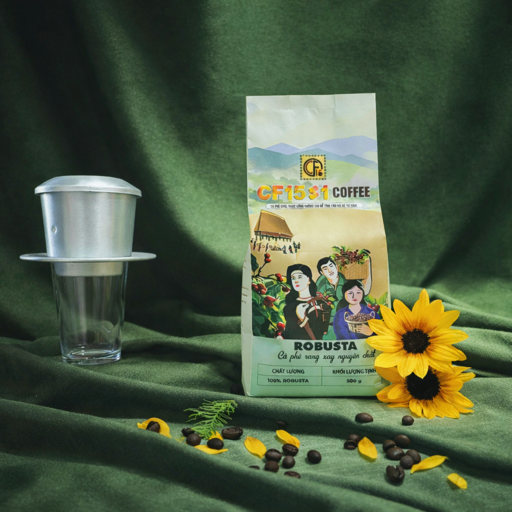 Cà Phê Rang Xay Nguyên Chất CF15 S1 500gram  – Robusta Đậm Đà | Cà Phê Người Lính