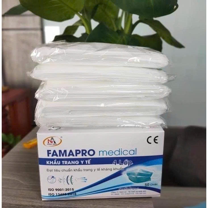 Hộp 50 Chiếc Khẩu Trang Y Tế 4 Lớp, Giấy/Vải Kháng Khuẩn Chất Lượng NAM ANH