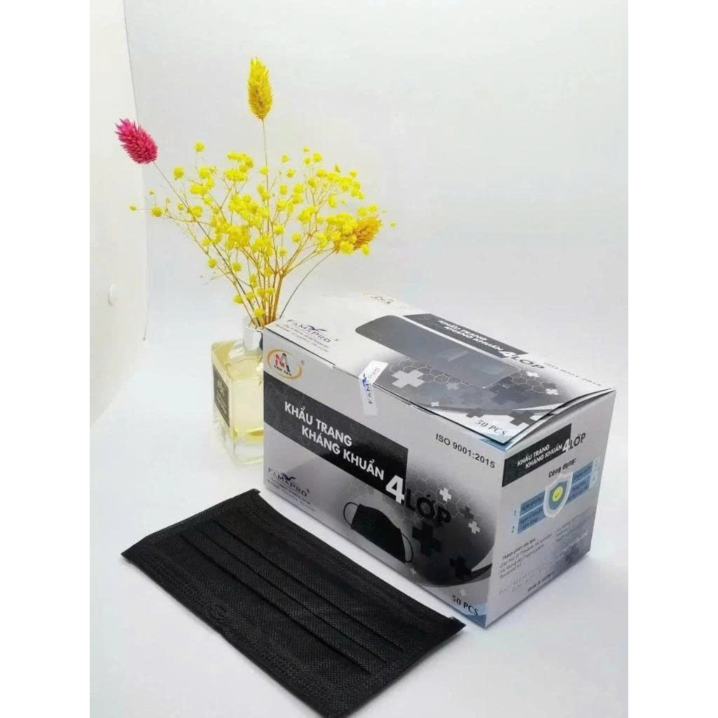 Hộp 50 Chiếc Khẩu Trang Y Tế 4 Lớp, Giấy/Vải Kháng Khuẩn Chất Lượng NAM ANH