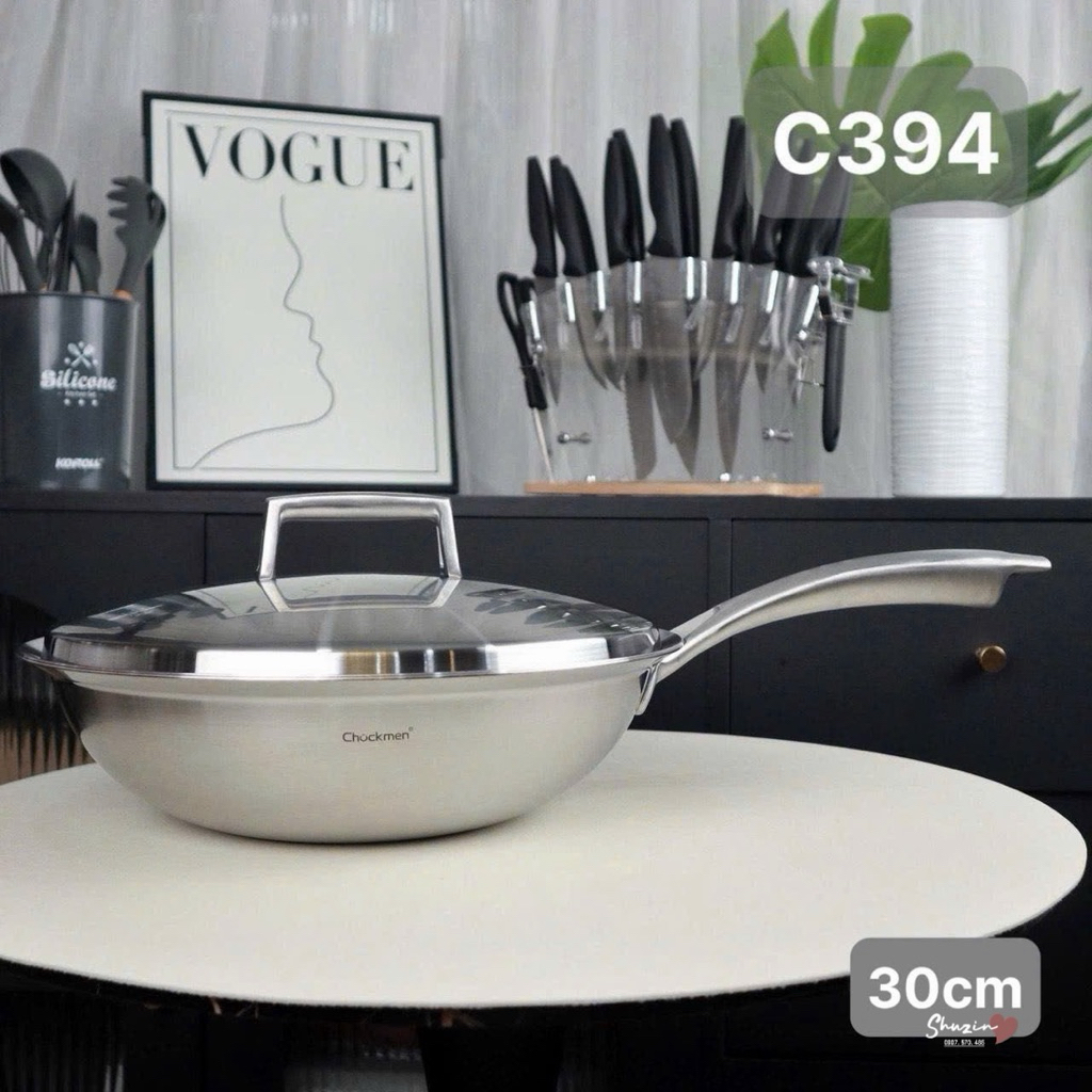 🍳Nồi chảo xào sâu lòng 5 lớp kẹp đồng 30cm - C394