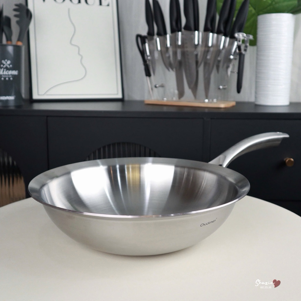 🍳Nồi chảo xào sâu lòng 5 lớp kẹp đồng 30cm - C394