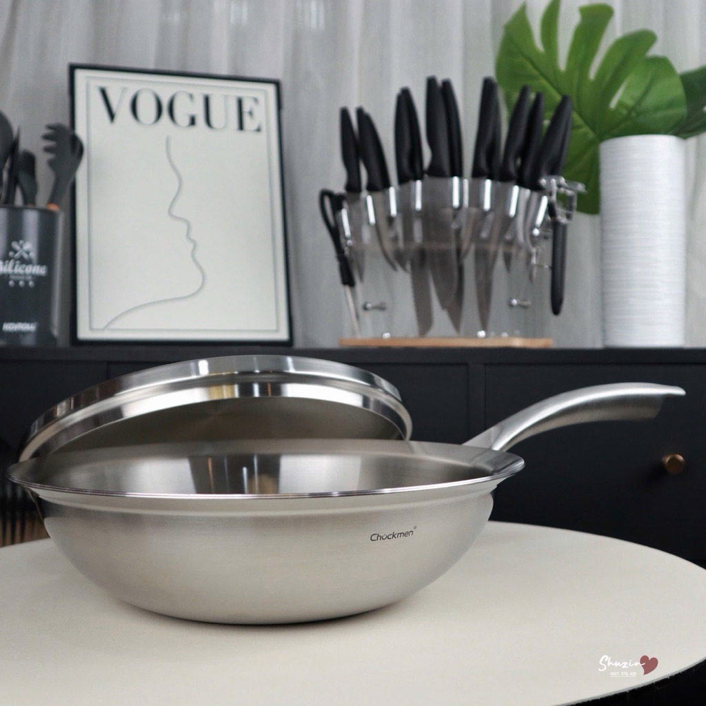 🍳Nồi chảo xào sâu lòng 5 lớp kẹp đồng 30cm - C394
